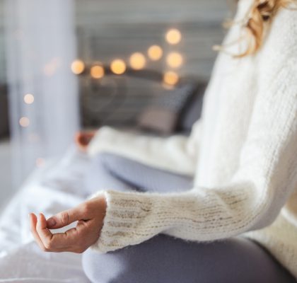 Practicing yoga at home